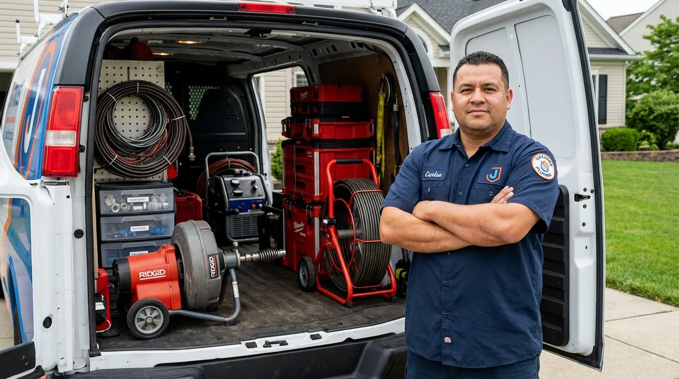 Professional drain cleaning equipment and Johns Plumbing LLC plumber in Liberty Hill