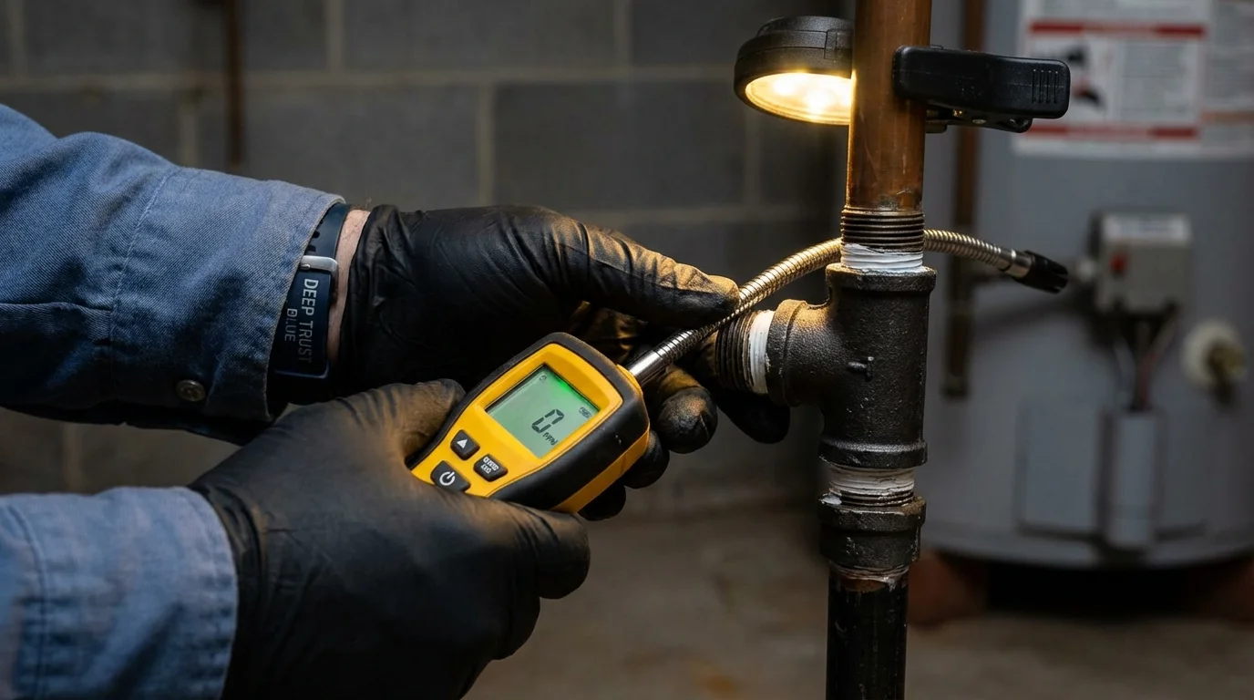 Gas leak detection with electronic sniffer by Johns Plumbing LLC in Liberty Hill
