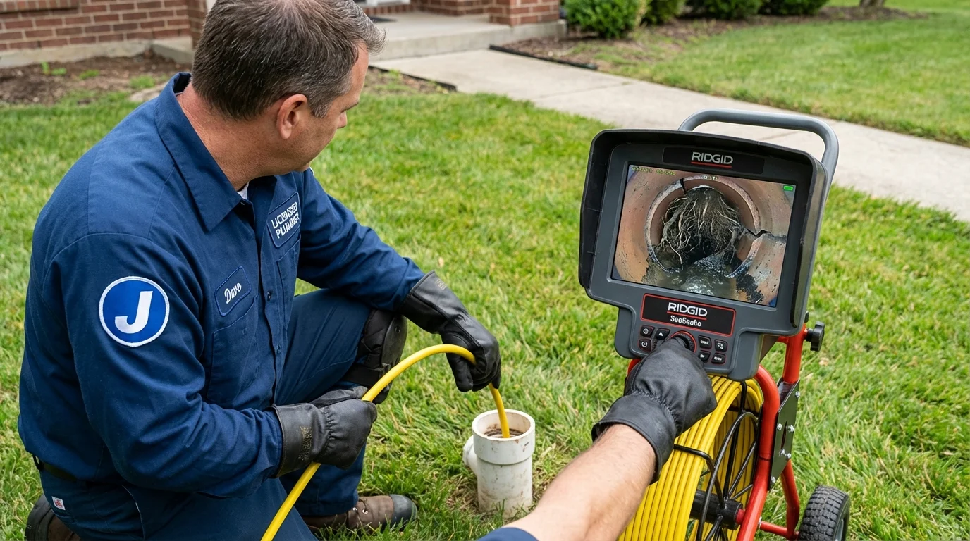 Sewer camera inspection being performed by Johns Plumbing LLC in Liberty Hill