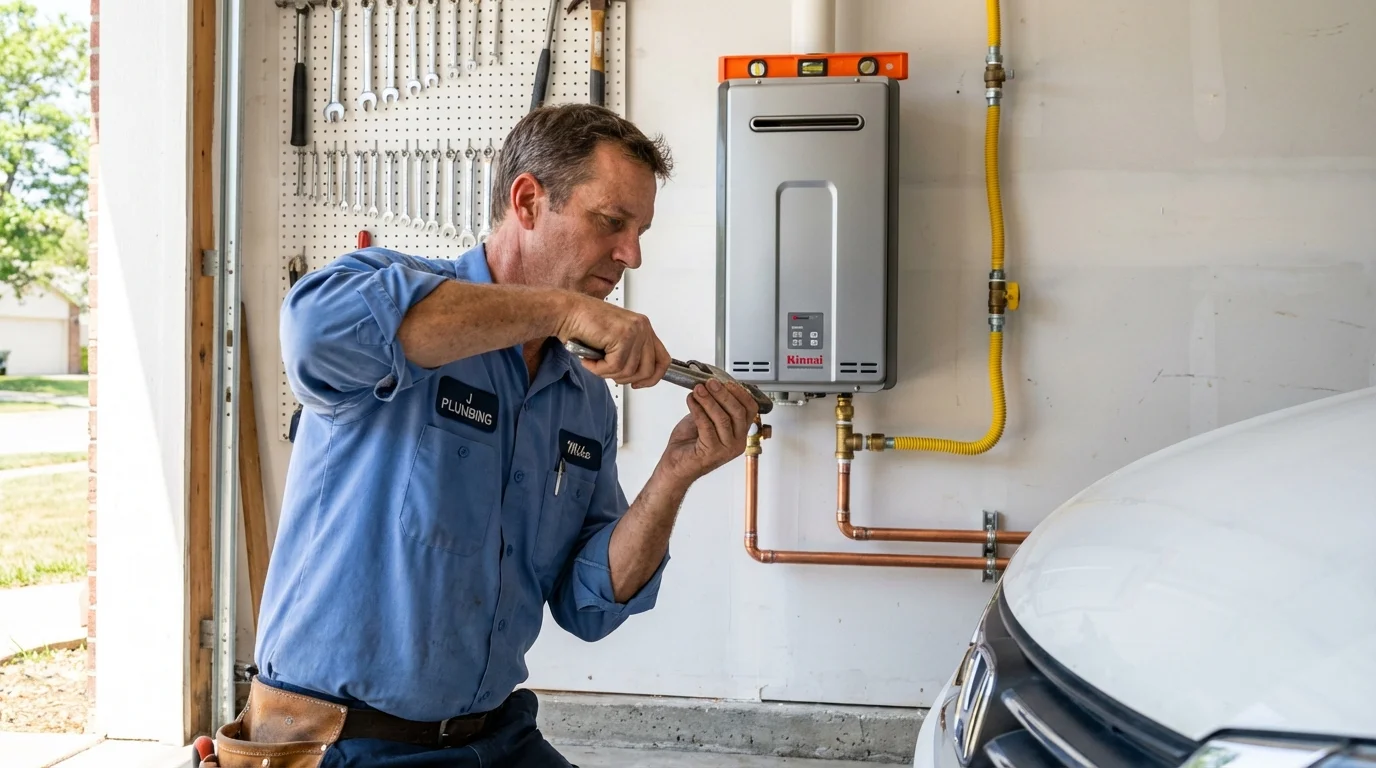 Tankless water heater installation by a Johns Plumbing LLC plumber in Liberty Hill